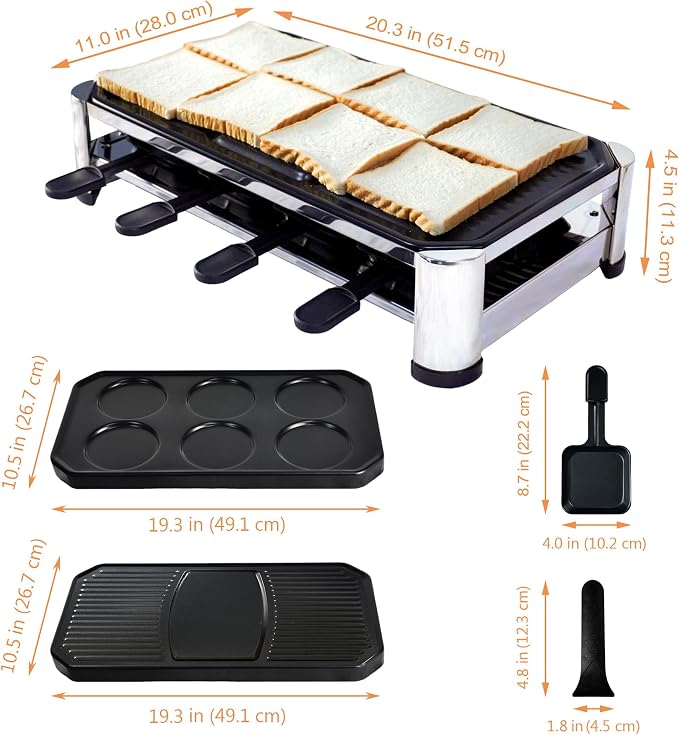 TAMARIT 8-Person Raclette Grill, Electric Party Griddle - Image 2
