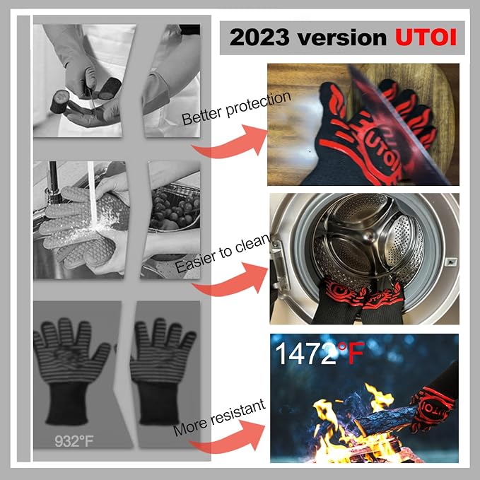 BBQ Grill Gloves 1472°F Heat Resistant, Long Grilling Gloves Oven Mitts - Image 4