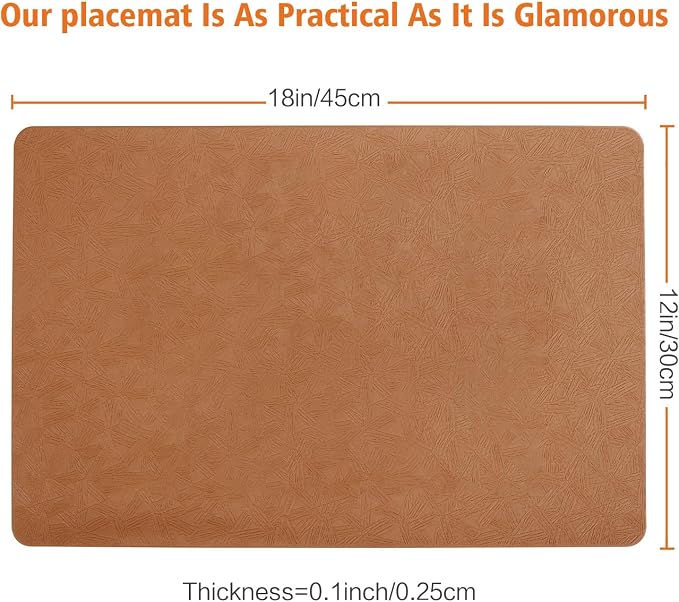 Vinyl Placemats Set of 4 Heat Resistant Easy Clean Non-Slip Place Mats - Image 6