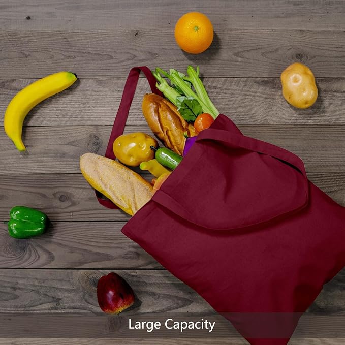 TOPDesign 24-Pack Economical 16"x15" Burgundy Cotton Tote Bags, Lightweight - Image 5