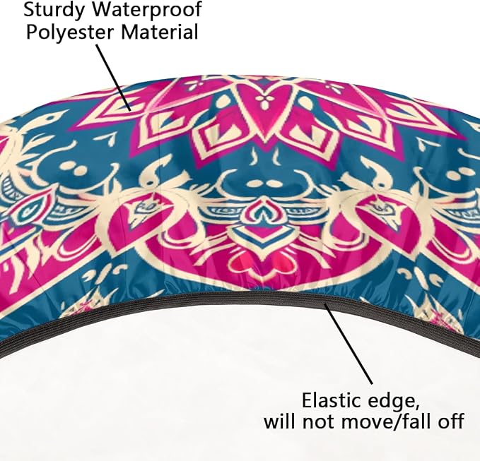 Beautiful Flower Mandala Round Table Cloth Cover, Elastic Edge Waterproof - Image 5
