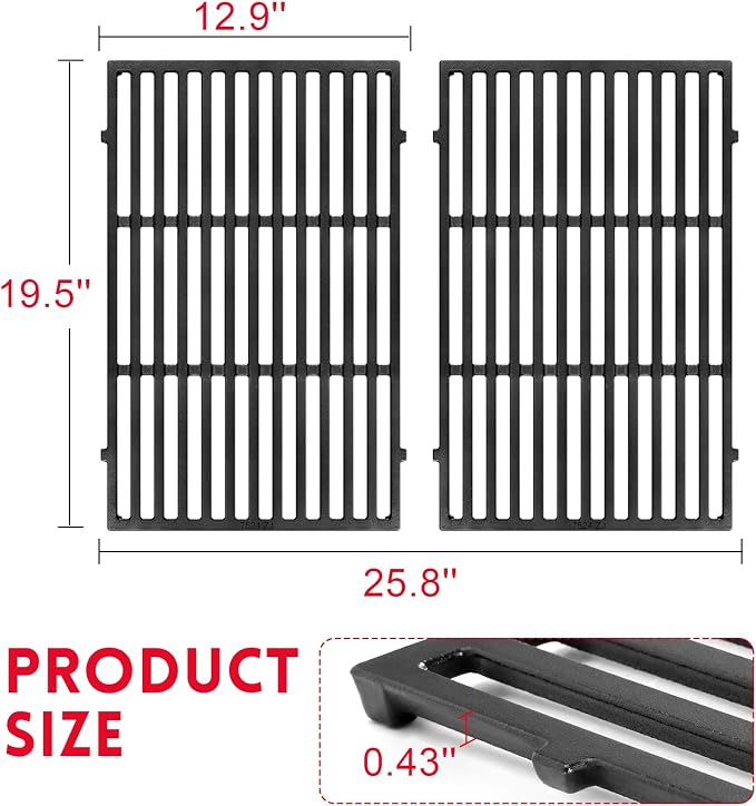 GGC 19.5" Grill Grates for Weber Genesis 300 Series, 7524/7528 Grill Parts - Image 3