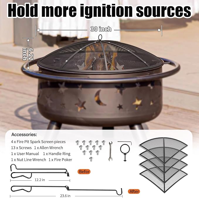 Fire Pit Spark Screen, 30Inch Fire Pit Lid Outdoor - Image 2