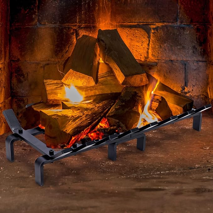 20" Fireplace Grate Wood Stove Grate Rack Stove Burning Rack Heavy Duty Solid - Image 3