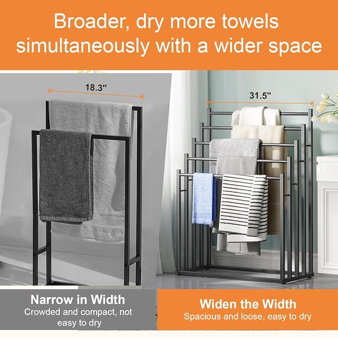 Honiter Towel Racks for Bathroom, 5 Tier Wide Towel Drying Rack Outdoor - Image 7