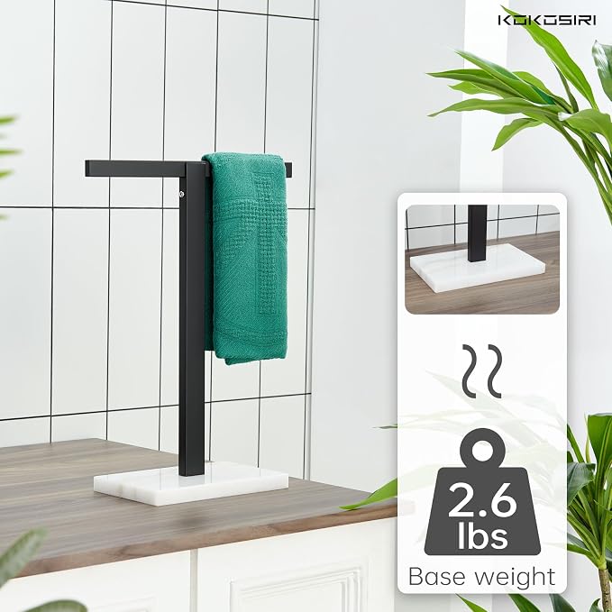 KOKOSIRI Hand Towel Holder Black Stand Towel Rack - Image 5