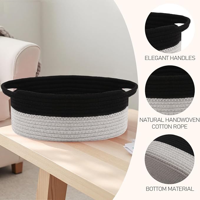 Woven Basket, Small Rope Storage Bin - Image 3