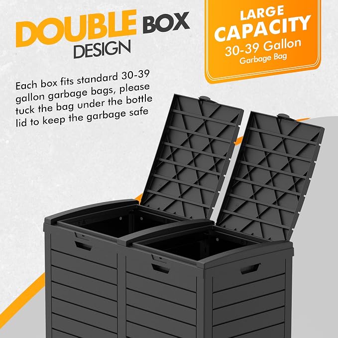 Outdoor Trash Can with lid, Waterproof, UV-Resistant Resin Garbage Can - Image 5