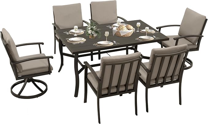 HAPPATIO 7 Piece Patio Dining Set, Aluminum Outdoor Dining Set by HAPPATIO
