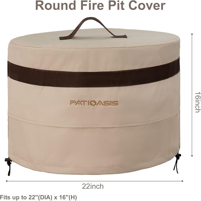 Waterproof Fire Pit Round Cover 22''D x 16''H Solo Stove Bonfire Shelter - Image 3