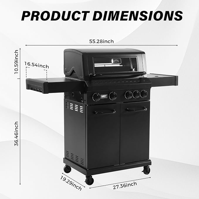 4+1 Burner Propane Gas Grill, 000 BTU Outdoor BBQ - Image 8
