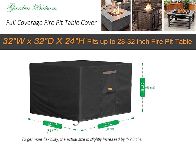 Fire Pit Cover 600D Heavy Duty Waterproof Fabric - Image 2