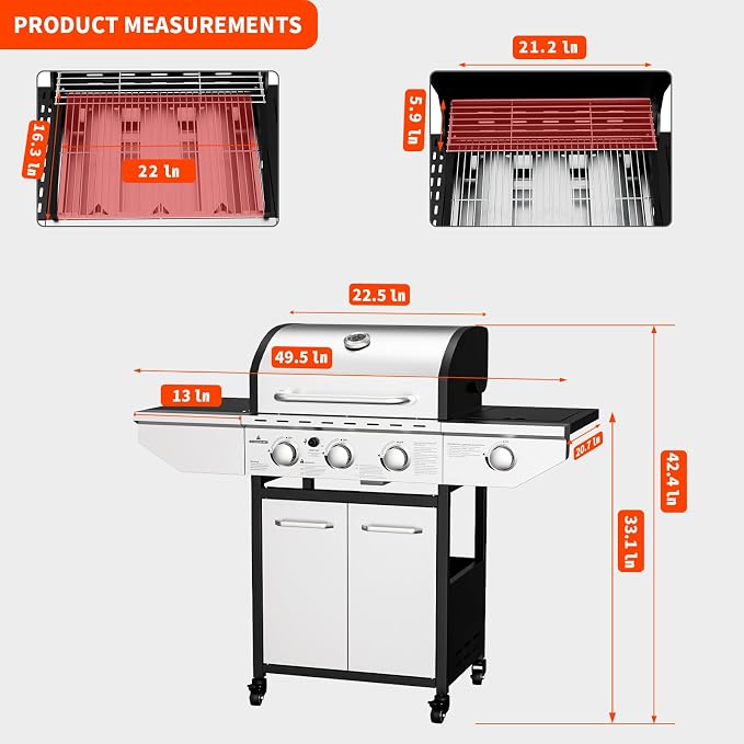 3-Burner Propane Gas BBQ Grill - Image 2