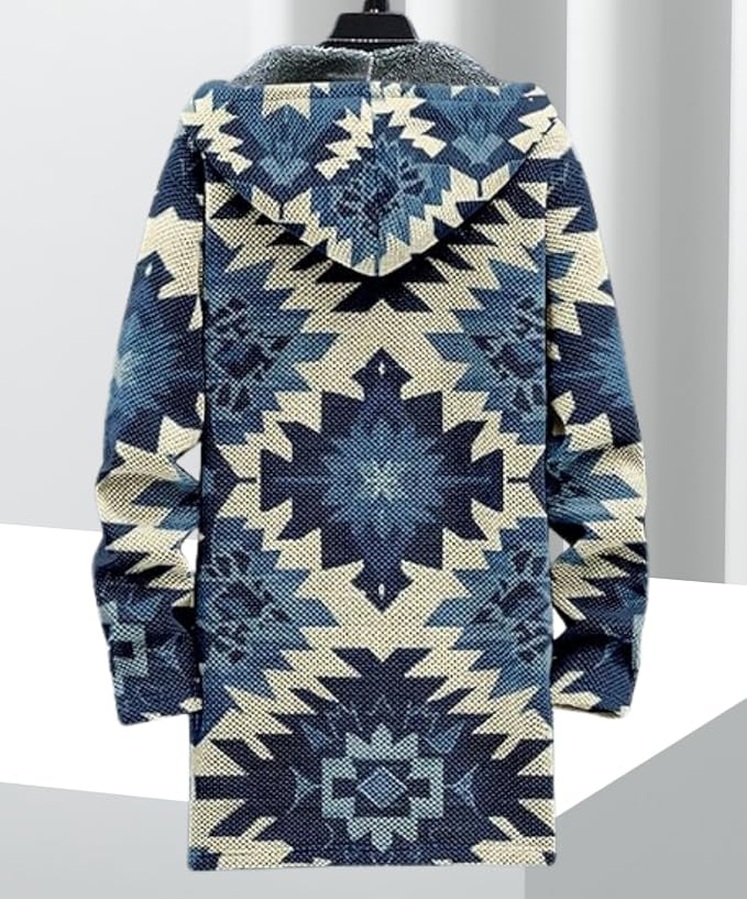 Men's Hooded Sweater Coat Knit Fleece Lined Long Cardigan Jacket - Image 2