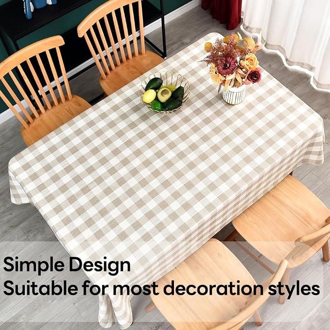 Gingham Tablecloth Rectangle Table Cloth Heavy Duty Cotton Checkered Table Cover - Image 5