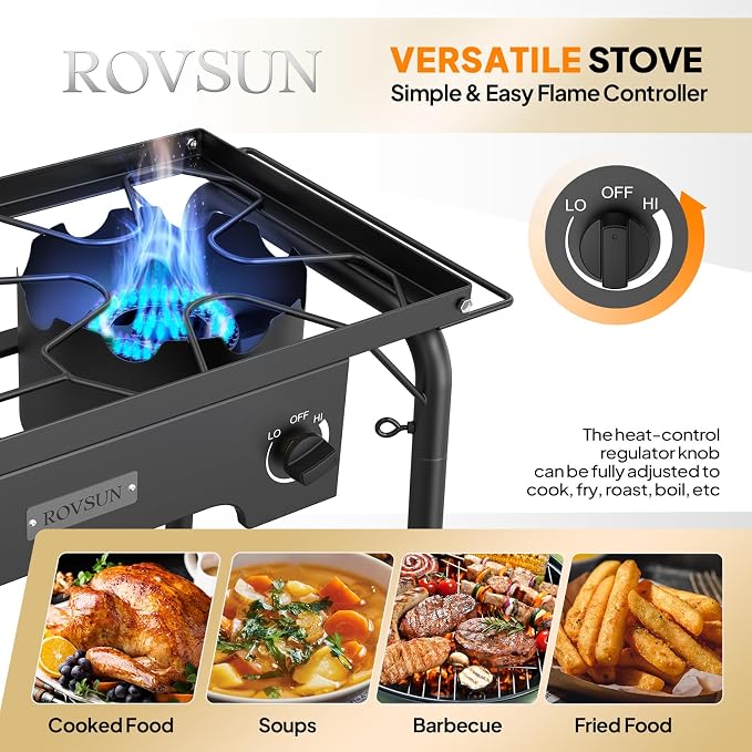 ROVSUN 2 Burner Gas Stove with Side Shelves, 000 BTU Portable Propane Stove - Image 4