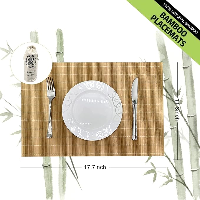 ANDSTAR Bamboo Placemats Set of 6 Non-Slip - Image 2