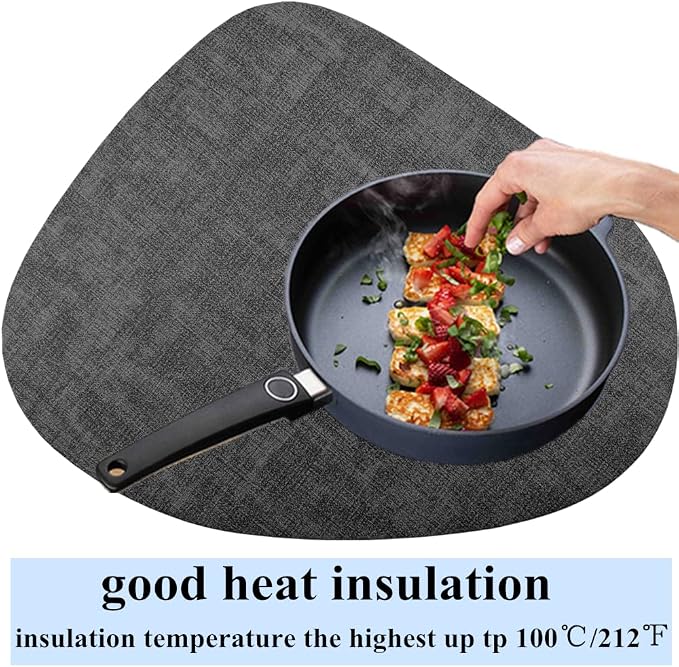 WAZAIGUR Washable Wipeable Waterproof Heat Resistant Faux Leather Placemats Set - Image 3