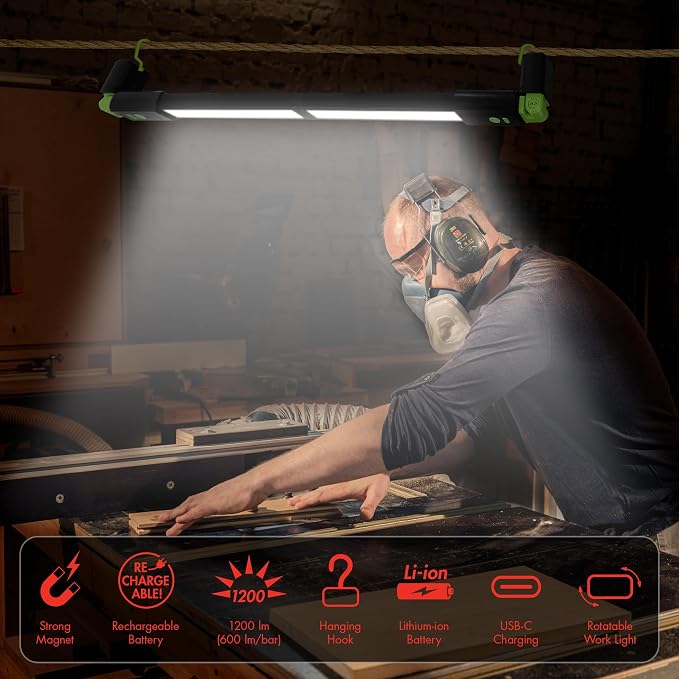 Wagan EL4346 Detachable LED 1200 LM Rechargeable Work Light Portable Mechanic - Image 4