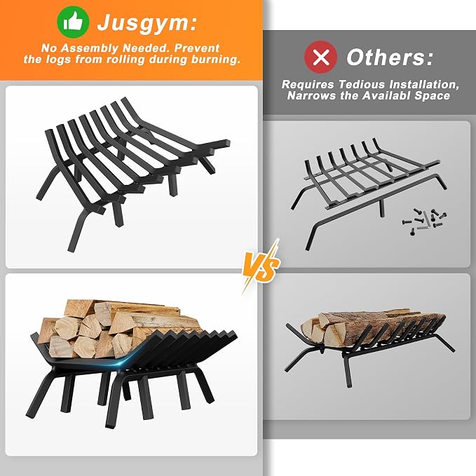 Fireplace Grate 24 Inch with 8 Support Legs, Solid Steel Heavy Duty Fireplace - Image 6