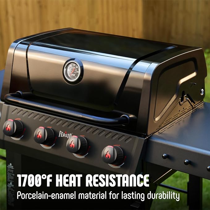 4-Burner Gas BBQ Grill with Side Table, 000 BTU Outdoor Propane Grill with - Image 4