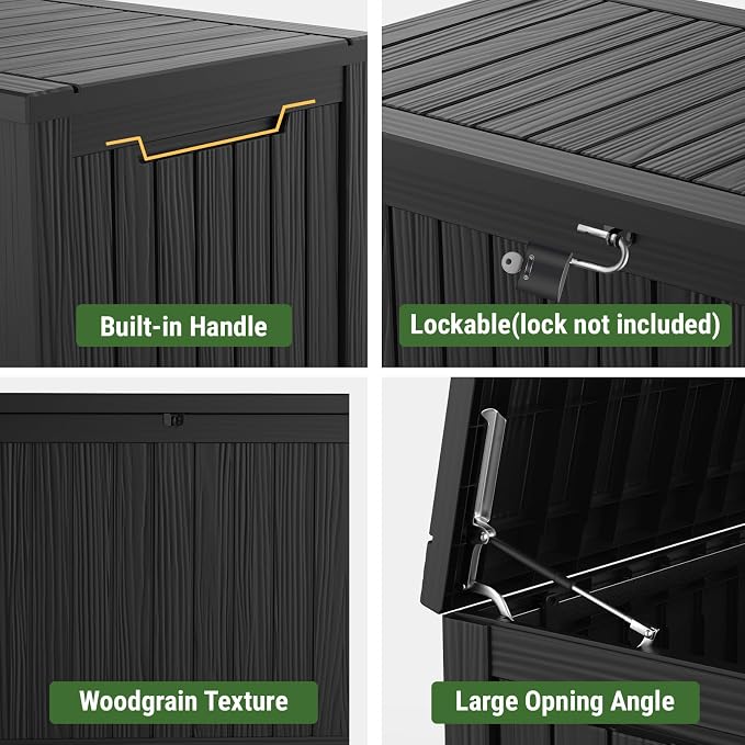 Mars Villa 180 Gallon Outdoor Storage Box, Large Waterproof Resin Deck Box - Image 6