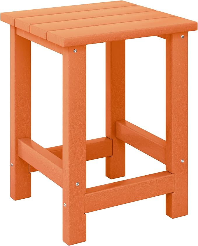 Costaelm Kids Outdoor Side Table, Small Patio HDPE Adirondack Square Table by Costaelm