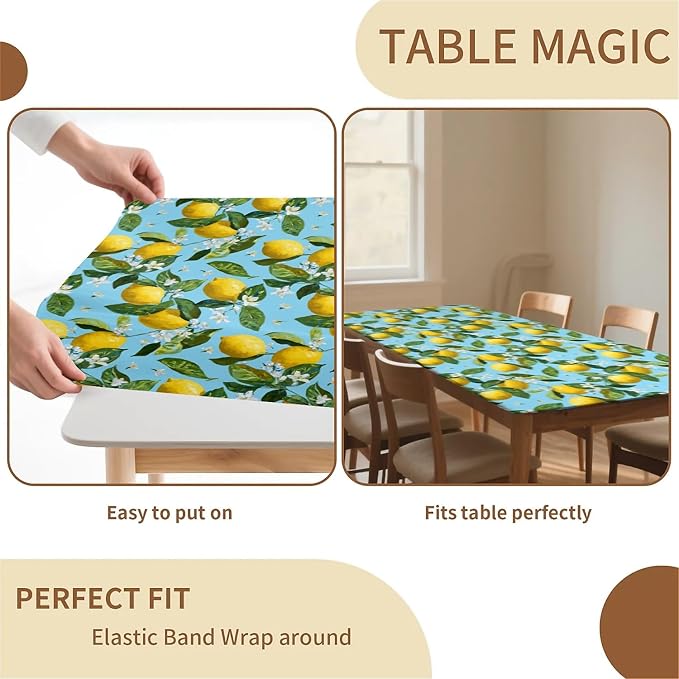 Rectangle Table Cloth Cover Waterproof Elastic Fitted Polyester Fitted - Image 4