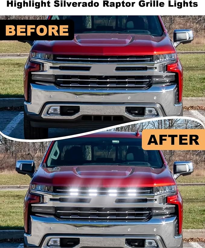 LED Grill Light for 2025 2024 Chevrolet Silverado Raptor Grille Lights Amber - Image 2