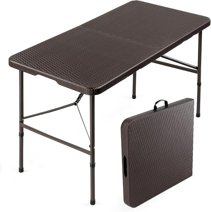 VINGLI 4 FT Plastic Folding Camping Table, Portable in/Outdoor Party Picnic by VINGLI