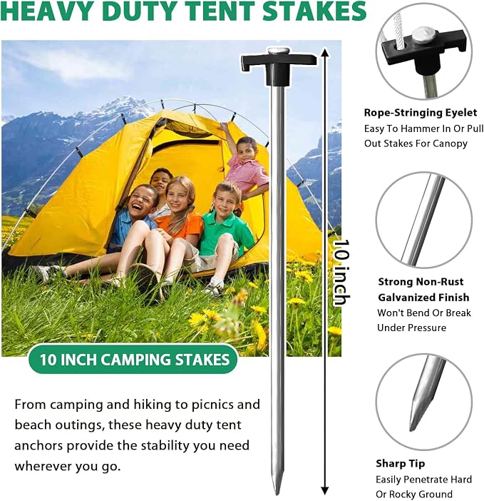 Eurmax USA Galvanized Non-Rust Camping Family Tent Pop Up Tent Stakes Canopy - Image 3
