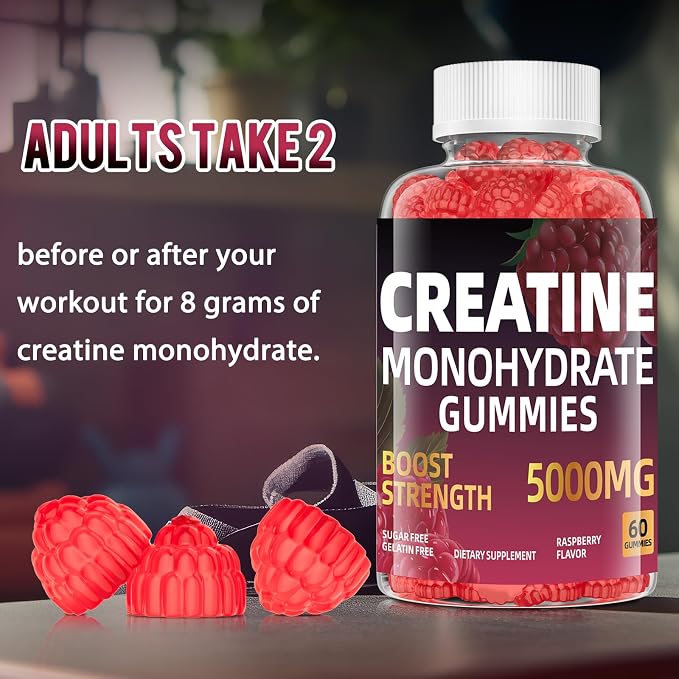 Creatine Monohydrate Gummies for Women & Men, Chew creatine pre Exercise Gummies - Image 3