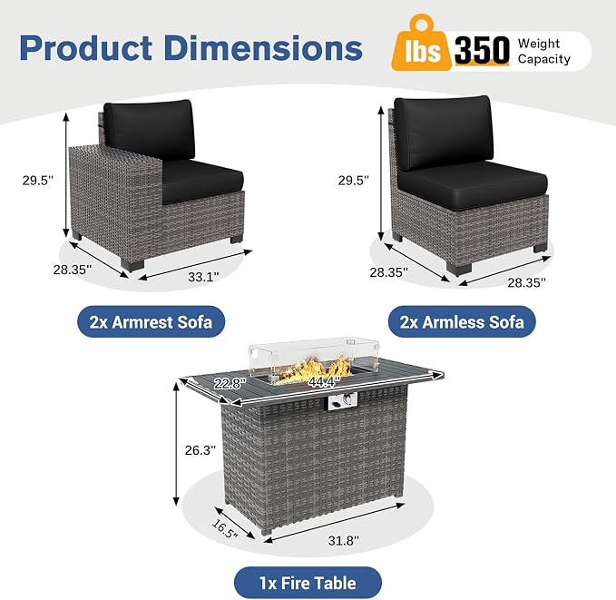 5 Piece Patio Furniture Set - Image 5