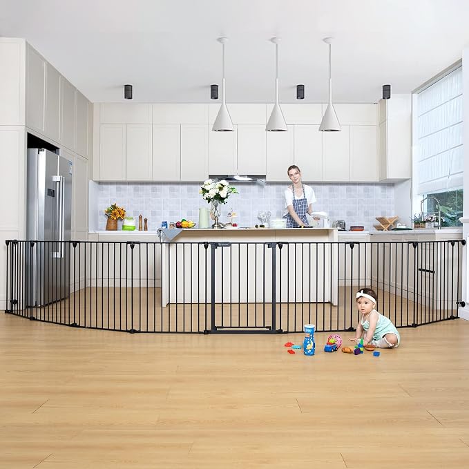 COMOMY 198" Baby Gate Extra Wide, Dog Gate Pet Gate by COMOMY
