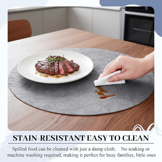13'' Round Placemats Set of 6, PU Leather Table Mats, Non Slip Heat Resistant - Image 5