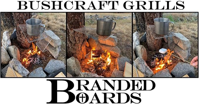 Portable Bushcraft Stainless BBQ Cooking Grill Grate, Bamboo Cutting Board - Image 8