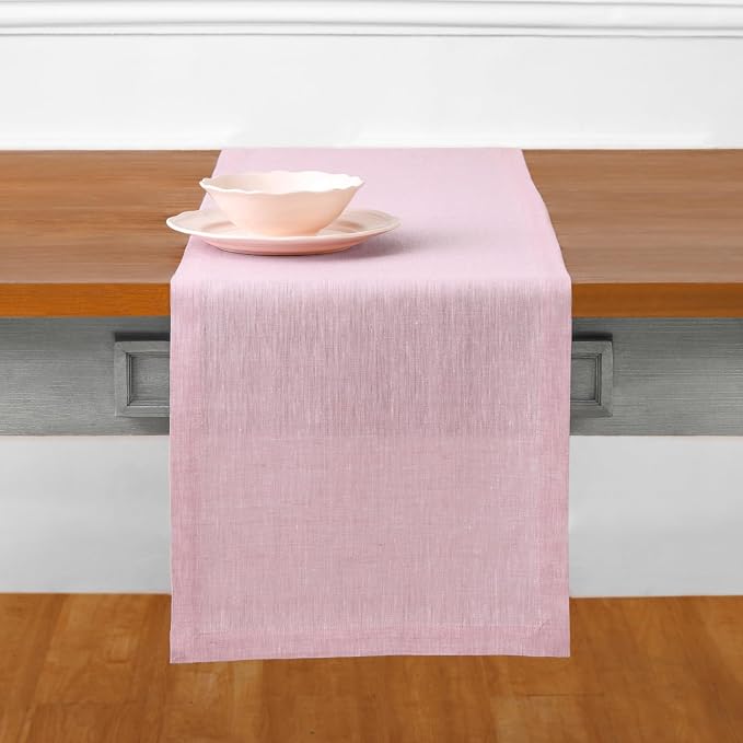 Solino Home Linen Bubblegum Pink Table Runner 132 Inches Long - Image 2