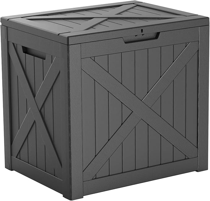 32 GallonOutdoor Storage Box, Resin Deck Boxes Waterproof, IndoorOutdoor Bin by GGYI