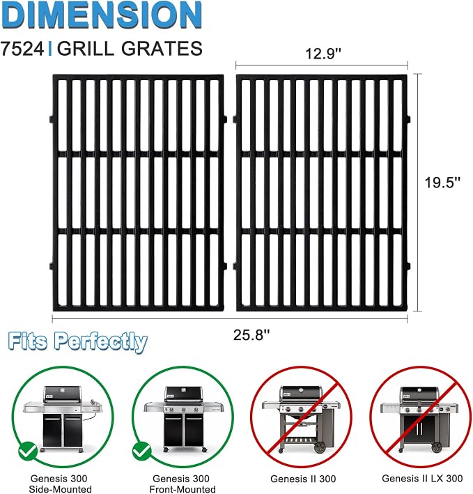 Adviace 19.5 Inch Cast Iron Grill Grates - Image 2