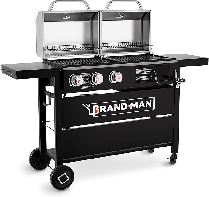 Brand-Man Propane Gas and Charcoal Grill Combo, Dual Fuel BBQ Combo Grill by Brand-ManGrills