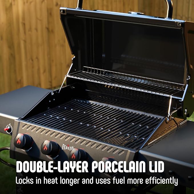 4-Burner Gas BBQ Grill with Side Table, 000 BTU Outdoor Propane Grill with - Image 6
