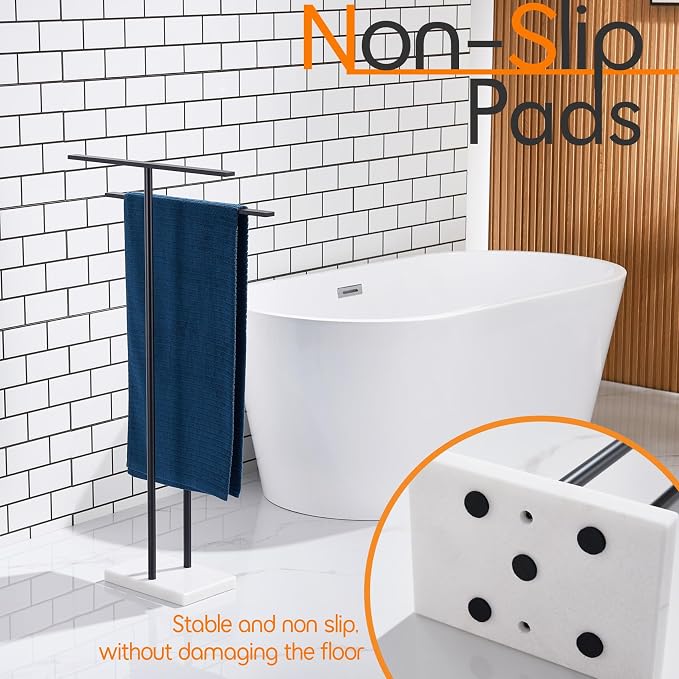 Free Standing Towel Racks Matte Black 2-Tier Towel Holder - Image 9