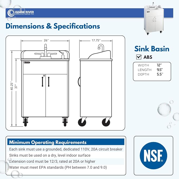 Ozark River Portable Sinks Premier Brite White, Mobile Self Contained Sink - Image 4