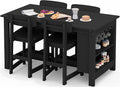 SERWALL Outdoor Bar Table and Chairs Set, 5-Piece HDPE Counter Height Patio by SERWALL