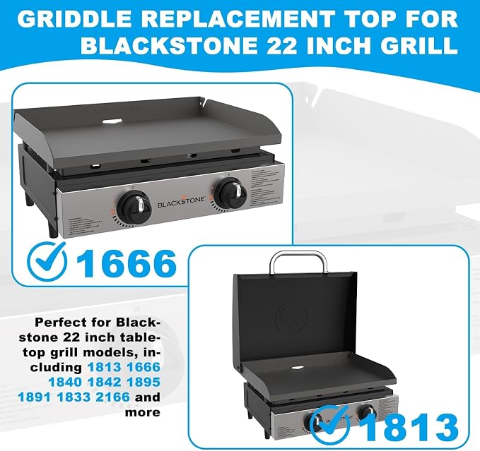 Flat Top Griddle for Blackstone 22 Inch Griddle Powder Coated Steel Gill Pan - Image 3