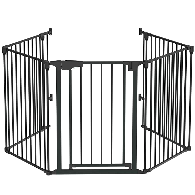 Bonnlo 120 Inches Wide Configurable Baby Gate, Fireplace Safety Fence/Guard by Bonnlo