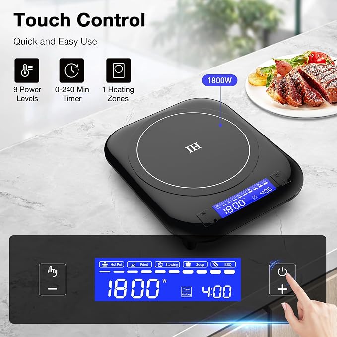 Single Induction Cooktop, 1800W 110V Single Burner Cooktop, Induction Hot Plate - Image 5