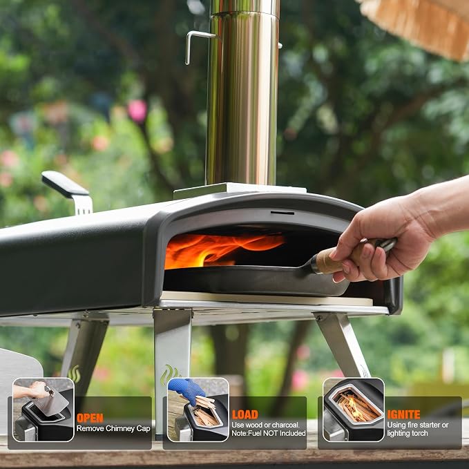 Mimiuo Outdoor Pizza Oven 12“ Wood Charcoal Fired Pizza Oven - Image 6