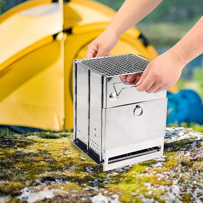 REDCAMP Wood Portable Burning Folding Camp Stove Stainless Steel Grid, - Image 6