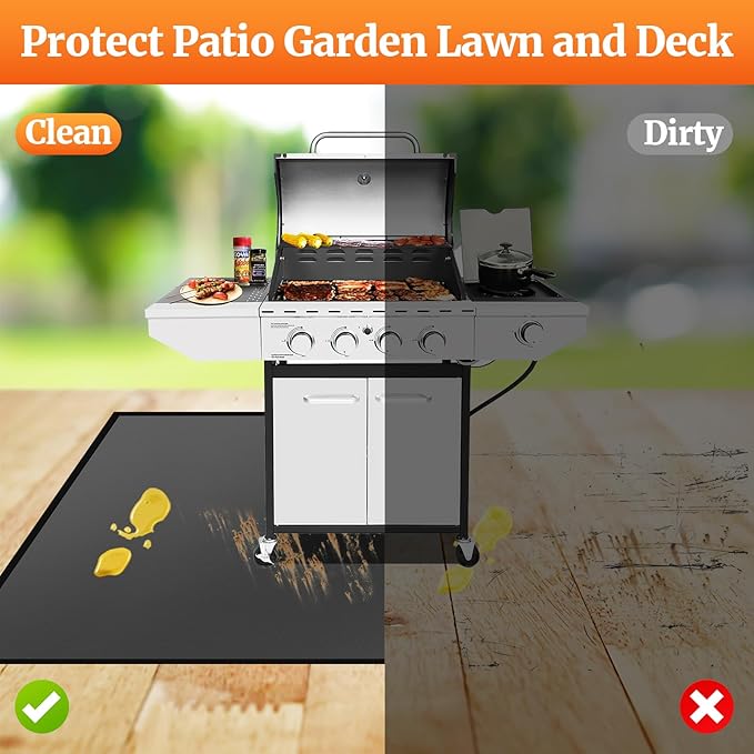Grill Floor Mats 96 x 72 Inch, Fireproof Double-Sided Silicone